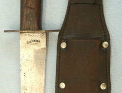 East Bros. Sydney, Australian Wood Gripped Fighting Knife & Leather Sheath By Ea Knive