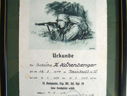 German WW2 Signed Certificate Of Training, To Rifleman K. Hohenberger, Dated 193 Original Researchable German WW2 Signed Certificate Of Training, To Rifleman K.  Other Accessory