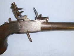 Hayward & Goodwin Steel Framed .38” Bore Flintlock Pocket Pistol With Screw Off Barrel By Hayward  .38 Muzzleloader