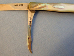 Victorian Silver Two Bladed Hallmarked 1890-1891 Sheffield Pocket Knife With Mot Knive