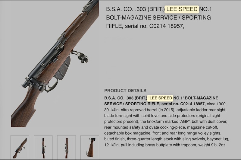 Enfield Lee speed Bolt Action .303 Rifle in 