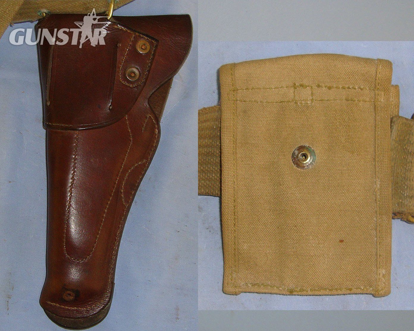  WW1 Era U.S. Army Holster Rig For .45 Calibre Colt 1911 & 1911A1 Semi Automatic Pistols With Original Leather Holster, Webbing Belt & ‘FSF’ August 1918 Dated Webbing Double Magazine Carrier Pouch. L 512 holster Care & Storage