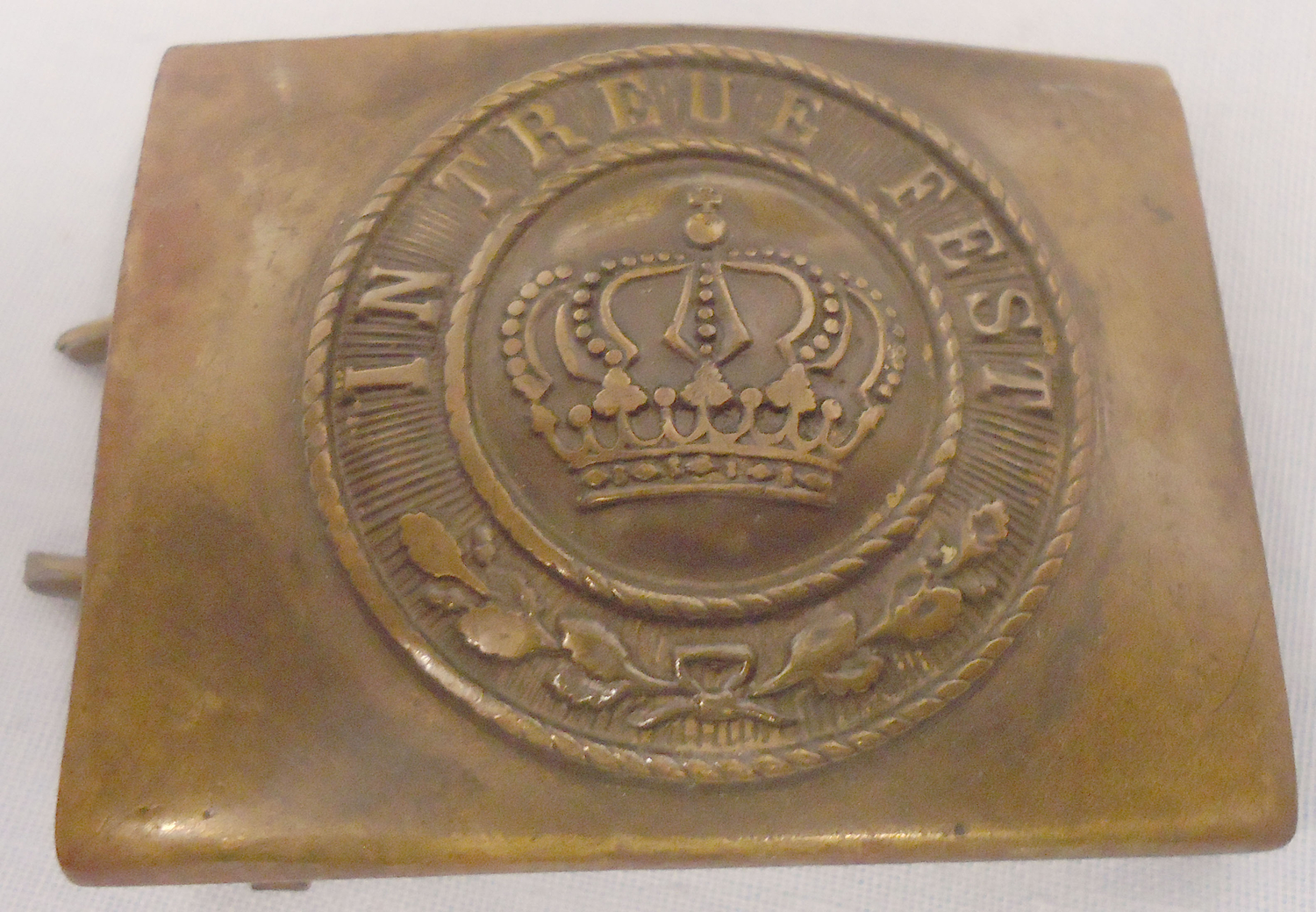 Brass Buckle 1895 Pattern of Bavaria ‘In Treue Fest’- \"steadfast in loyalty; firm in fidelity\". N 162. Brass Buckle 1895 Pattern of Bavaria ‘In Treue Fest’- \"steadfast in loyalty; firm in fidelity\". N 162. Antique & Militaria