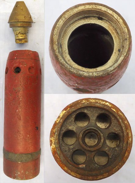 INERT DEACTIVATED. Rare, WW1, 1915 Dated, 7.6cm Minenwerfer Gas Shell Round. - O 2260 INERT DEACTIVATED. Rare, WW1, 1915 Dated, 7.6cm Minenwerfer Gas Shell Round. - O 2260  Other Ammunition