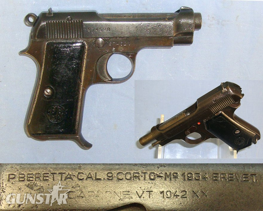 WW2 1942 Dated Fascist Italian Military Beretta Model 1934, 9mm Corto (.380 ACP) Semi Automatic Pistol**COCKS & DRY FIRES**UK 2000 DEACTIVATION WITH REPLACEMENT 2026 DEACTIVATION CERTIFICATE** D 6058 semi auto pistol None Semi Auto in 