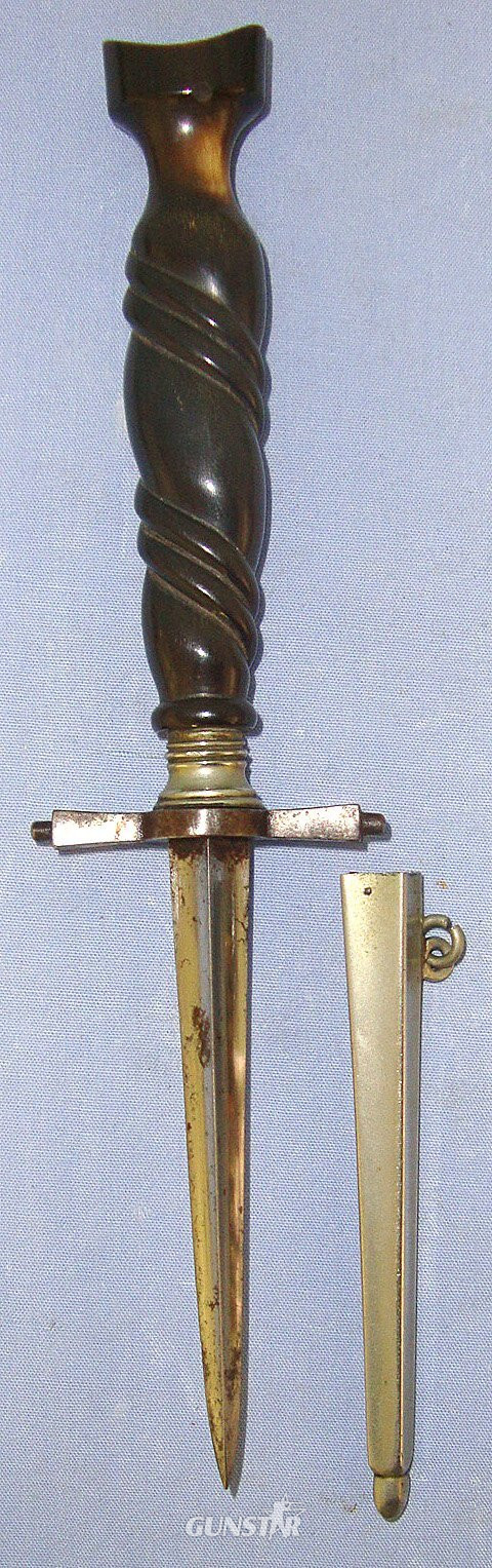  RARE** Victorian Era Prostitute's Secret Garter Belt Dagger With Cruciform Blade, Turned Polished Horn Hilt & German Silver Scabbard. Sn 23095 Dagger