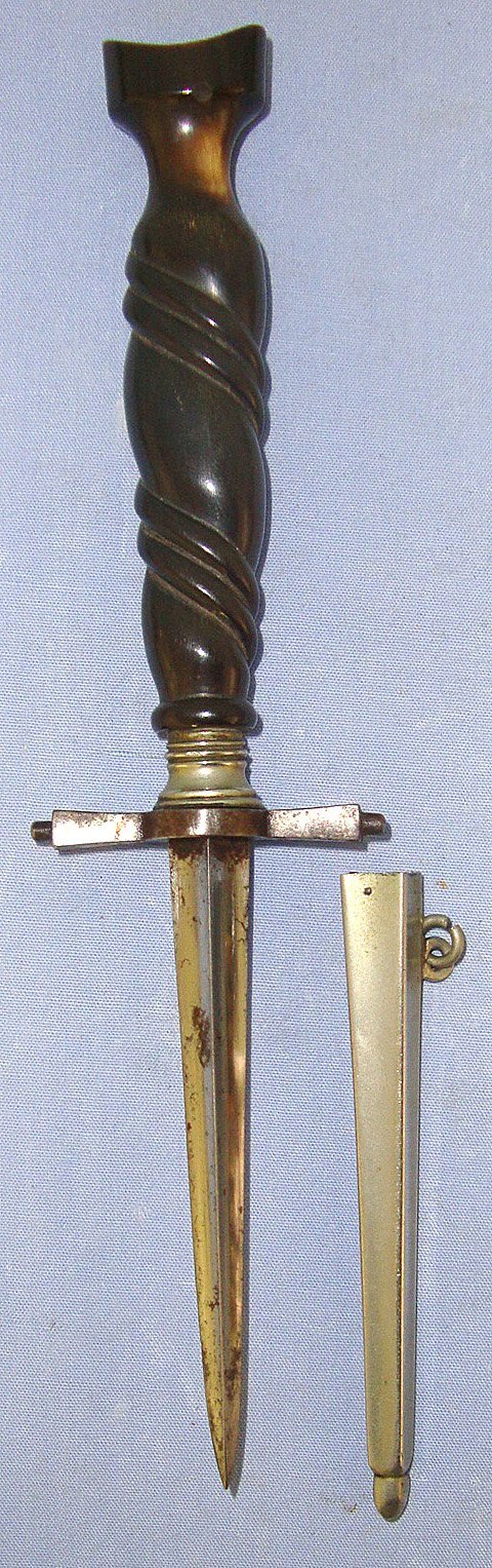  RARE** Victorian Era Prostitute's Secret Garter Belt Dagger With Cruciform Blade, Turned Polished Horn Hilt & German Silver Scabbard. Sn 23095 Dagger