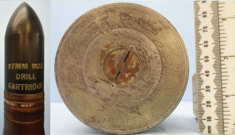 INERT DEACTIVATED. MINT, WW2 1943 Dated American 57mm (57x480R) Armour Piercing (AP) Drill Round For The 57mm M1 Anti-tank Gun. - 19530:2 INERT DEACTIVATED. MINT, WW2 1943 Dated American 57mm (57x480R) Armour Piercing (AP) Drill Round For The 57mm M1 Anti-tank Gun. - 19530:2  Other Ammunition