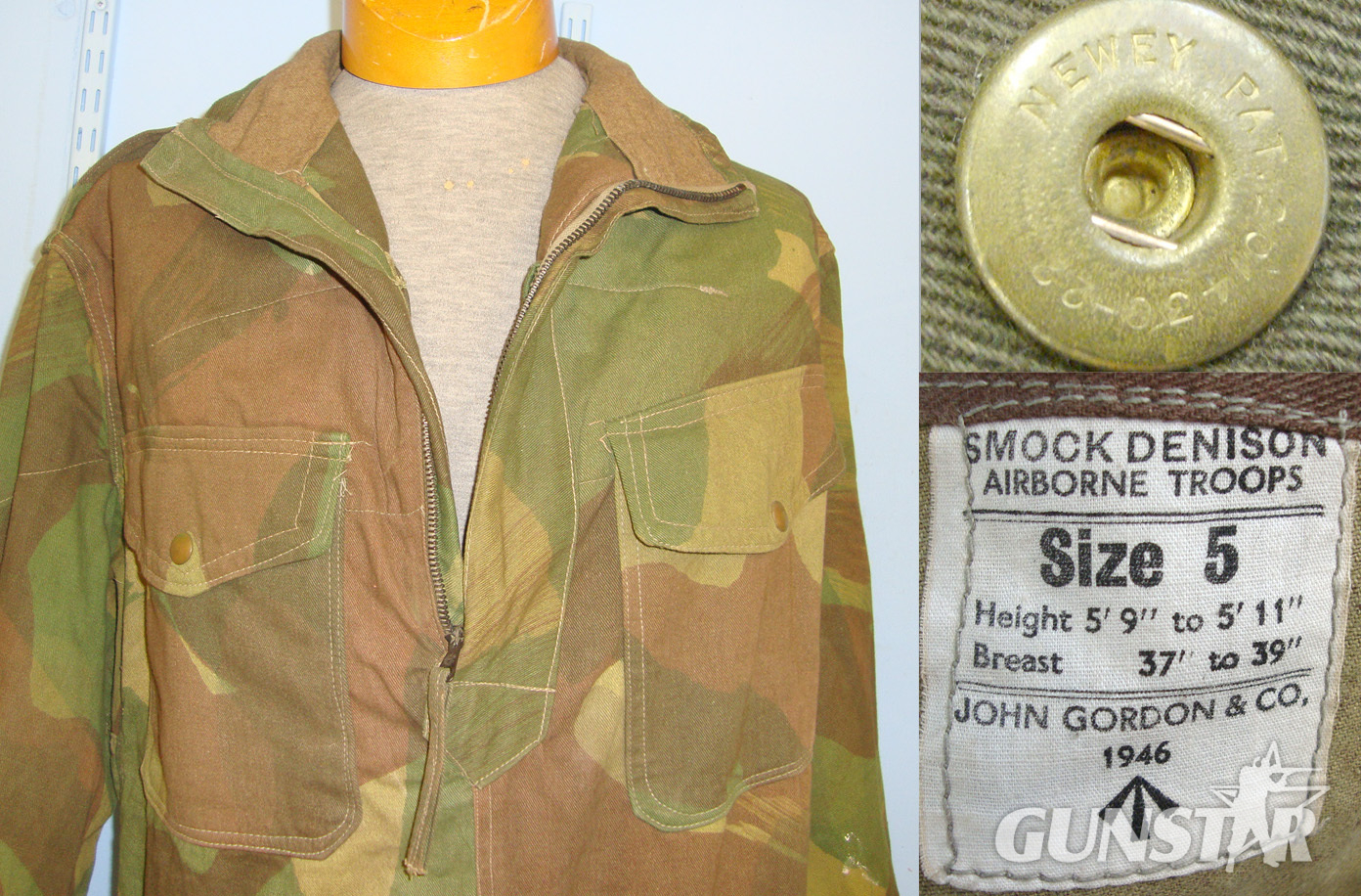 Early Post WW2 1946 Dated British WD Airborne Paratrooper’s Camouflaged Denison Smock With Correct \'Half Zip\' Fastener By John Gordon & Co Large Size 5. Sn 20898  Clothing