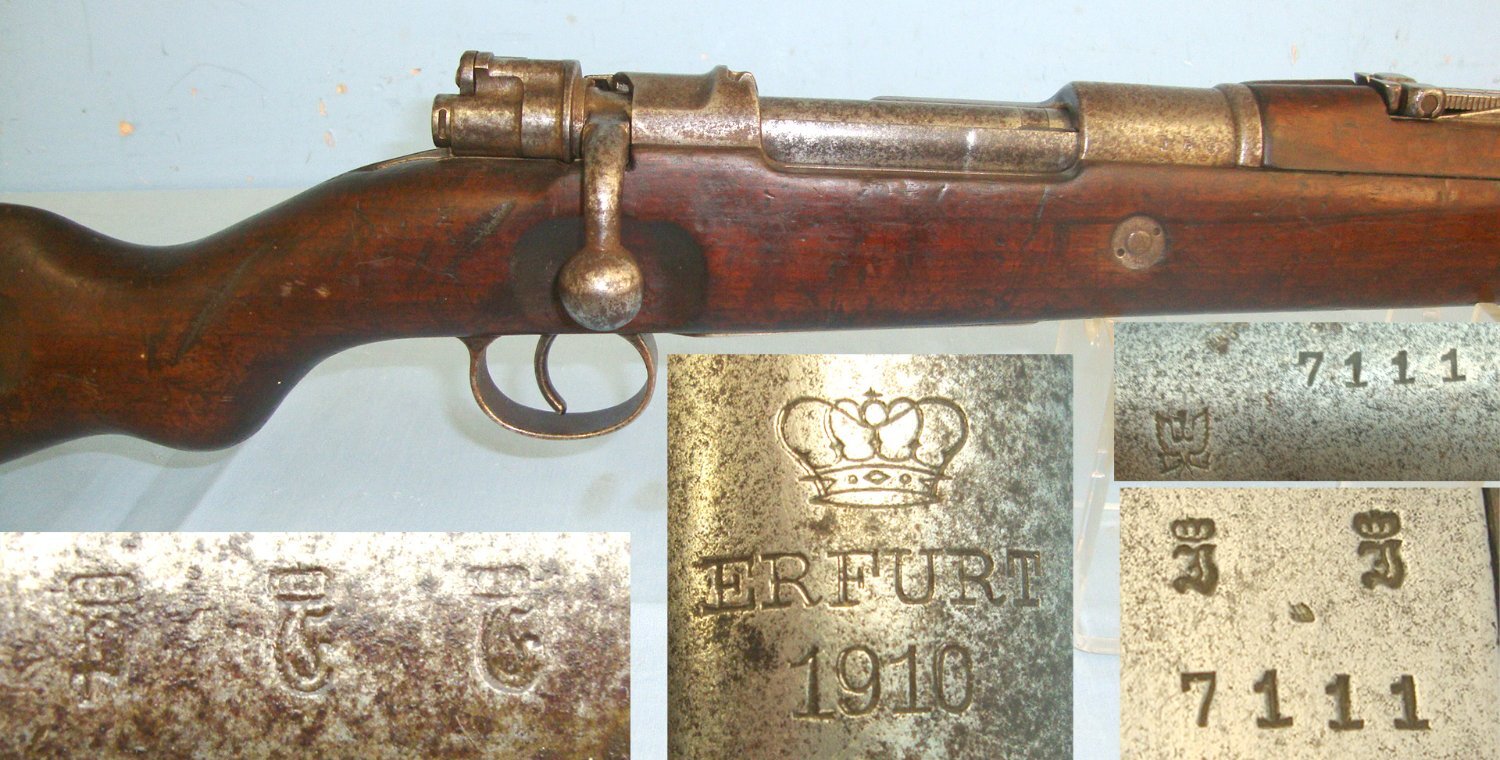 RARE**Pre WW1 Dated 1910 Imperial German Army 7.92×57mm Calibre Erfurt Kar 98 Storm Troopers Rifle. D 5979 deactivated rifle Bolt Action None Rifle