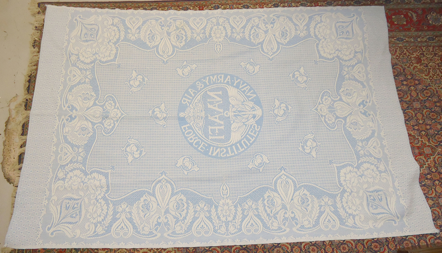  Large* Woven ‘NAAFI’ (Navy, Army and Air Force Institute) Ceremonial Table Linen. 16262. Large* Woven ‘NAAFI’ (Navy, Army and Air Force Institute) Ceremonial Table Linen. 16262. Antique & Militaria