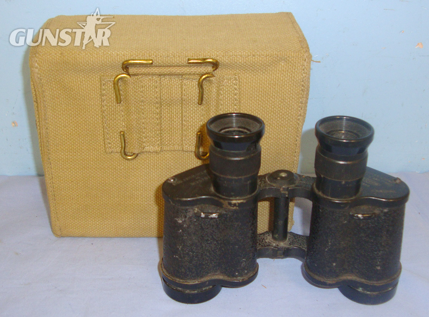  Cased, WW2 1944 British WD Kershaw No2 MK III, 6X Magnification Prismatic Binoculars With Period Webbing Covered Case. OPT 799  Sight & Optic