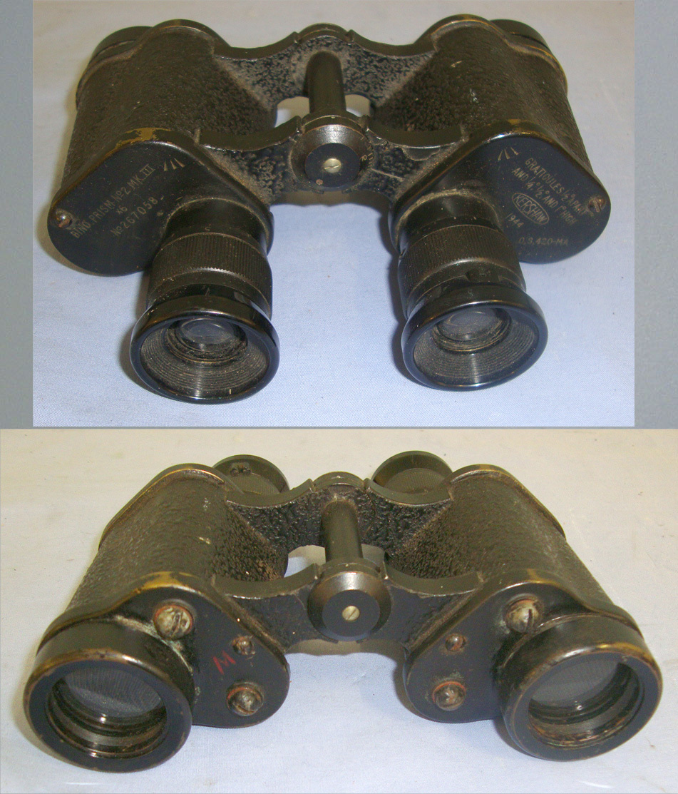 Cased, WW2 1944 British WD Kershaw No2 MK III, 6X Magnification Prismatic Binoculars With Period Webbing Covered Case. OPT 799  Sight & Optic