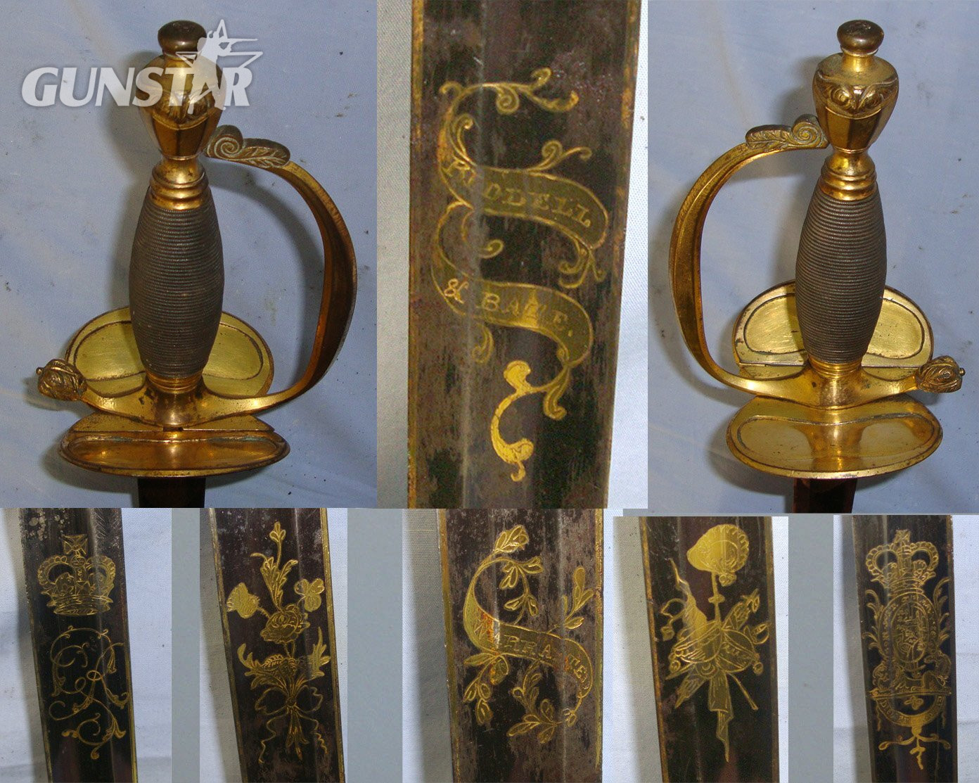QUALITY**NAPOLEONIC PENINSULAR WARS ERA** British Georgian Riddell & Bale 1796 Pattern Infantry Officer’s Sword With Blued & Gilt Etched Warranted Blade & Scabbard. Sn 22658 Sword