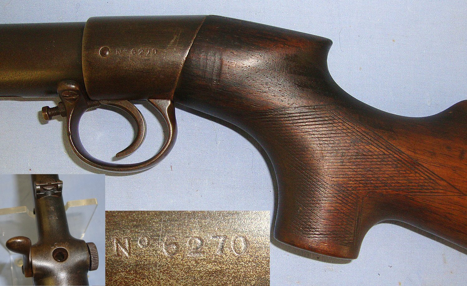 RARE**1905-1906 ‘The BSA Air Rifle’ Pistol Grip Stock Variant In .177 Calibre, Underlever With 1st Type Bayonet Catch Lever (no protective side fences). Sn 23420 air rifle .177