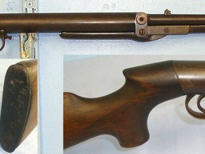 RARE**1905-1906 ‘The BSA Air Rifle’ Pistol Grip Stock Variant In .177 Calibre, Underlever With 1st Type Bayonet Catch Lever (no protective side fences). Sn 23420 air rifle .177
