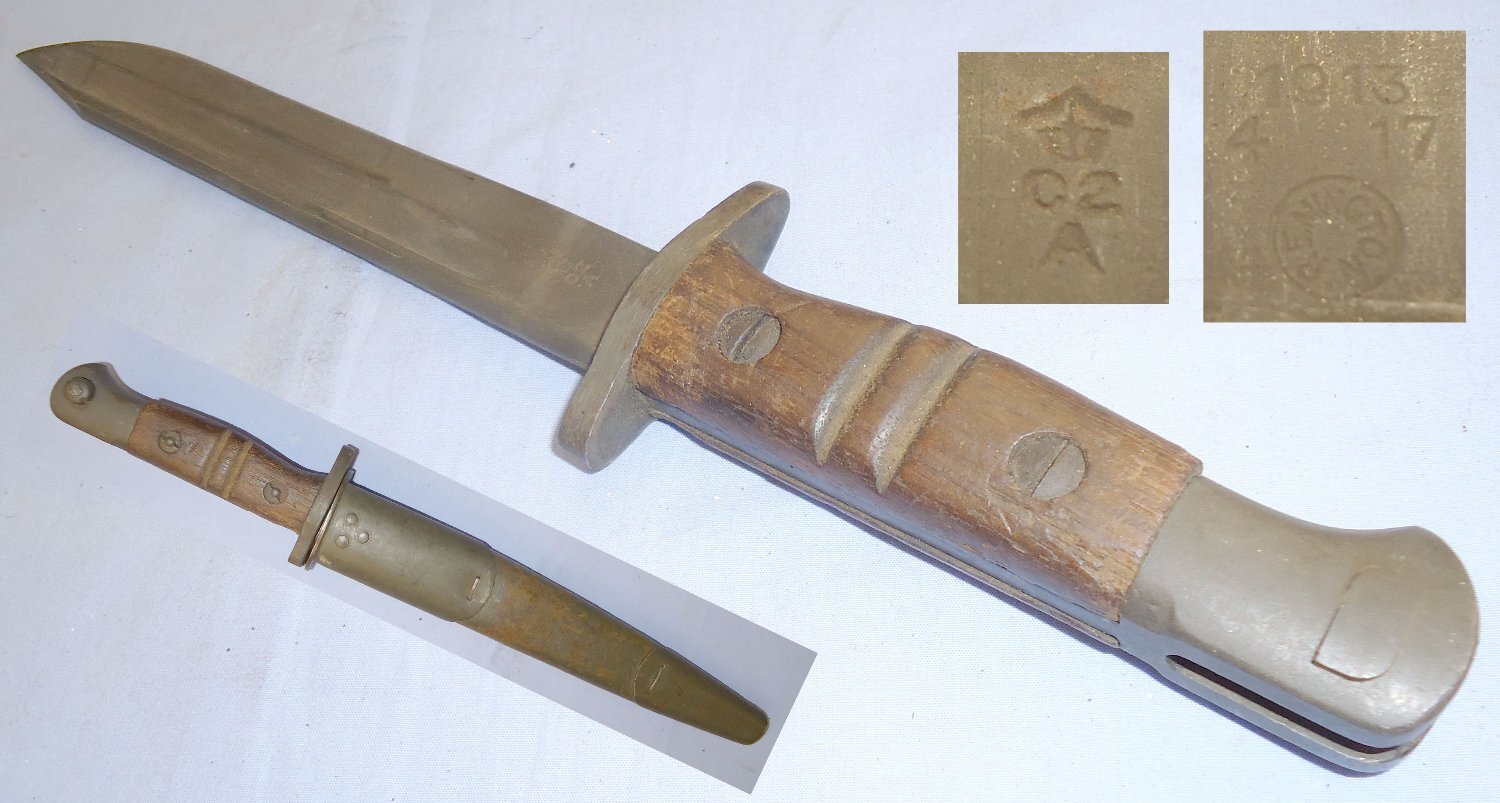 Scarce* French Foreign Legion Paratroopers Fighting Knife Converted from 1917 Dated Remington U.S. Army Pattern 1913 Bayonet with Scabbard. BAYO 396. Bayonet