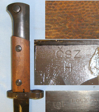  tgf designating manufacture by the Tscheckische Gewehr Fabrik (Czech rifle weapo Bayonet