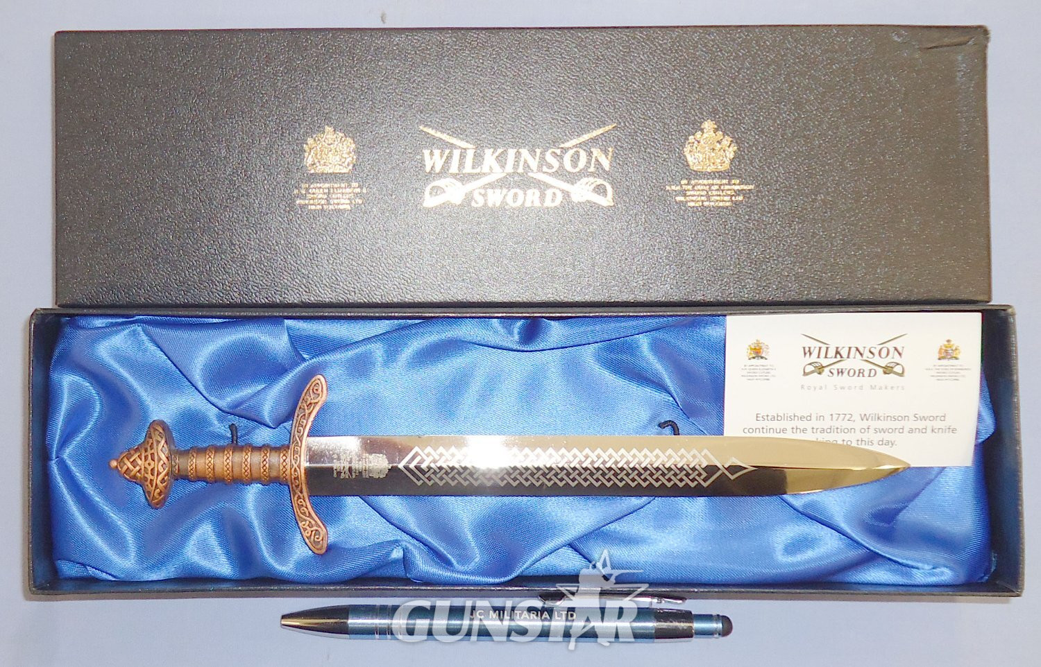 Mint Boxed* Miniature Celtic Sword by Manufacturer Wilkinson Sword. MISC 818. Sword in 