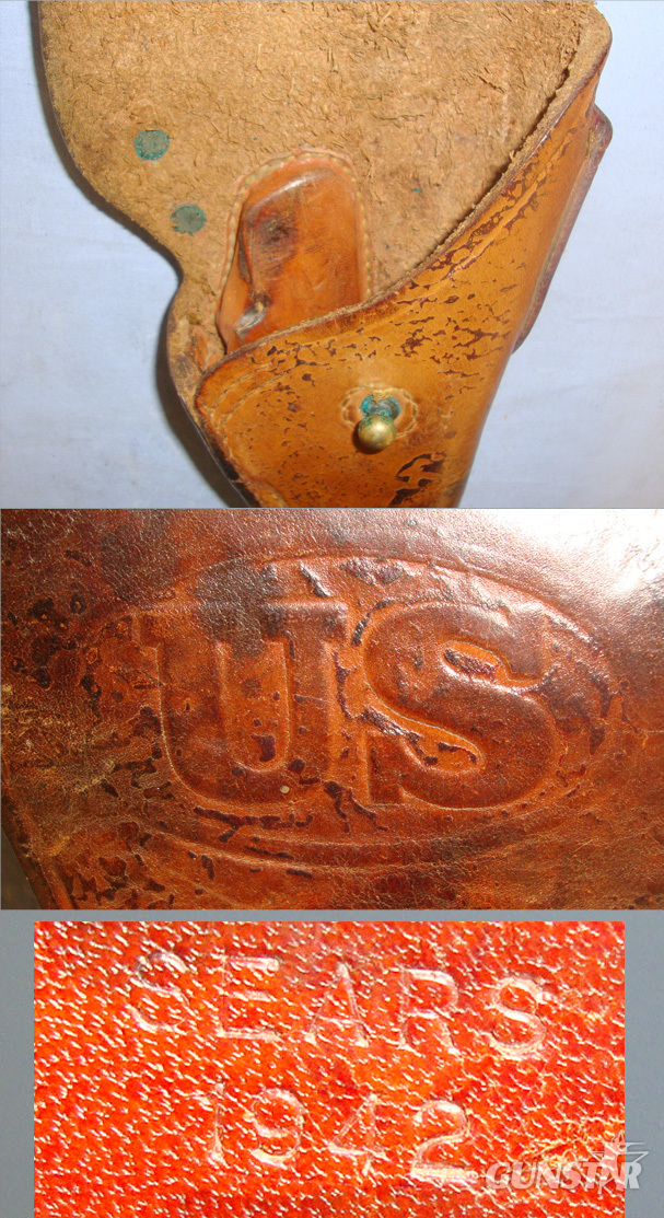 WW2 1942 U.S. Army Holster For .45 ACP Calibre Colt 1911 & 1911A1 Semi Automatic Pistols By Sears With Thigh Cord. Sn 21007 Care & Storage