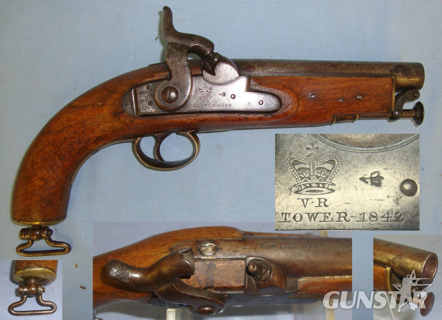Victorian British WD Pattern 1842 Enfield Tower .577 Regulation Calibre Percussion Cavalry Trooper’s Pistol. Sn 19688 .577 Muzzleloader
