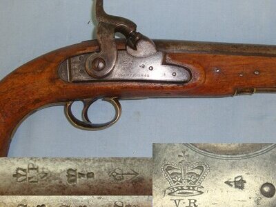 Victorian British WD Pattern 1842 Enfield Tower .577 Regulation Calibre Percussion Cavalry Trooper’s Pistol. Sn 19688 .577 Muzzleloader