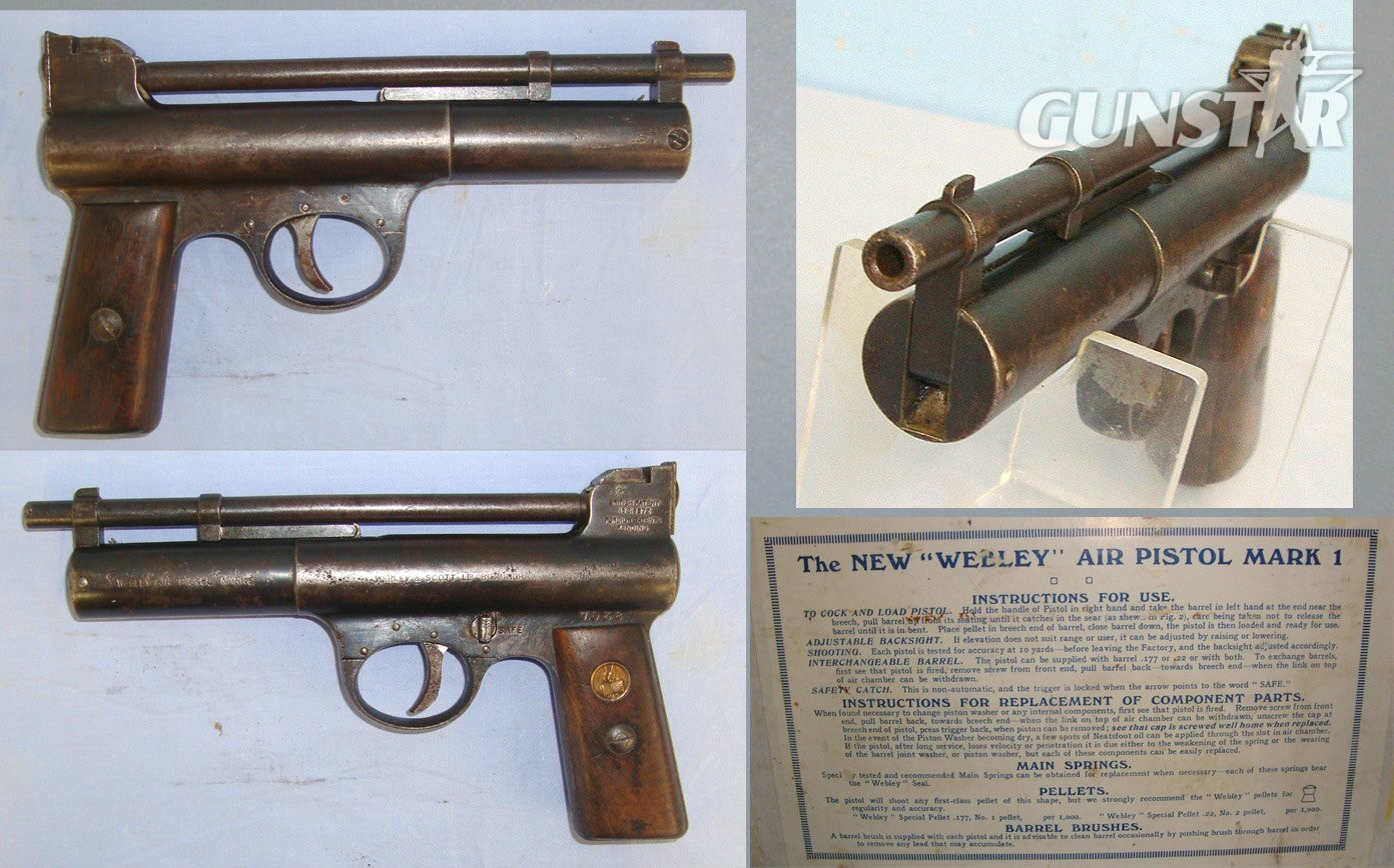  Boxed Early 1920’s – Pre WW2 Webley Mark I .177 Calibre Air Pistol. Sn 23484:28 air pistol .177