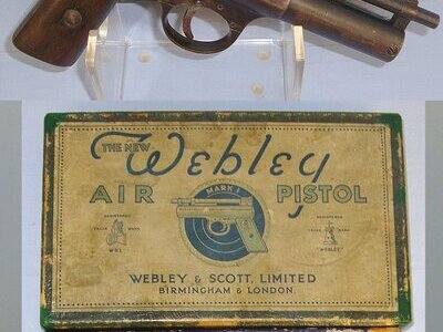 Boxed Early 1920’s – Pre WW2 Webley Mark I .177 Calibre Air Pistol. Sn 23484:28 air pistol .177