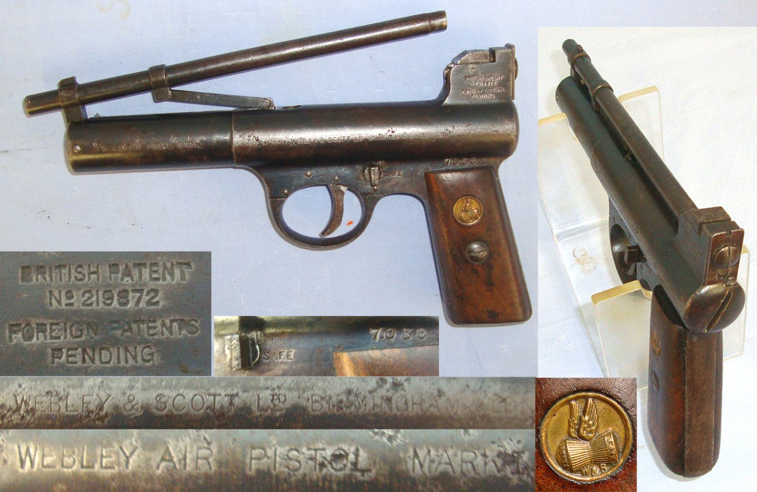 Boxed Early 1920’s – Pre WW2 Webley Mark I .177 Calibre Air Pistol. Sn 23484:28 air pistol .177
