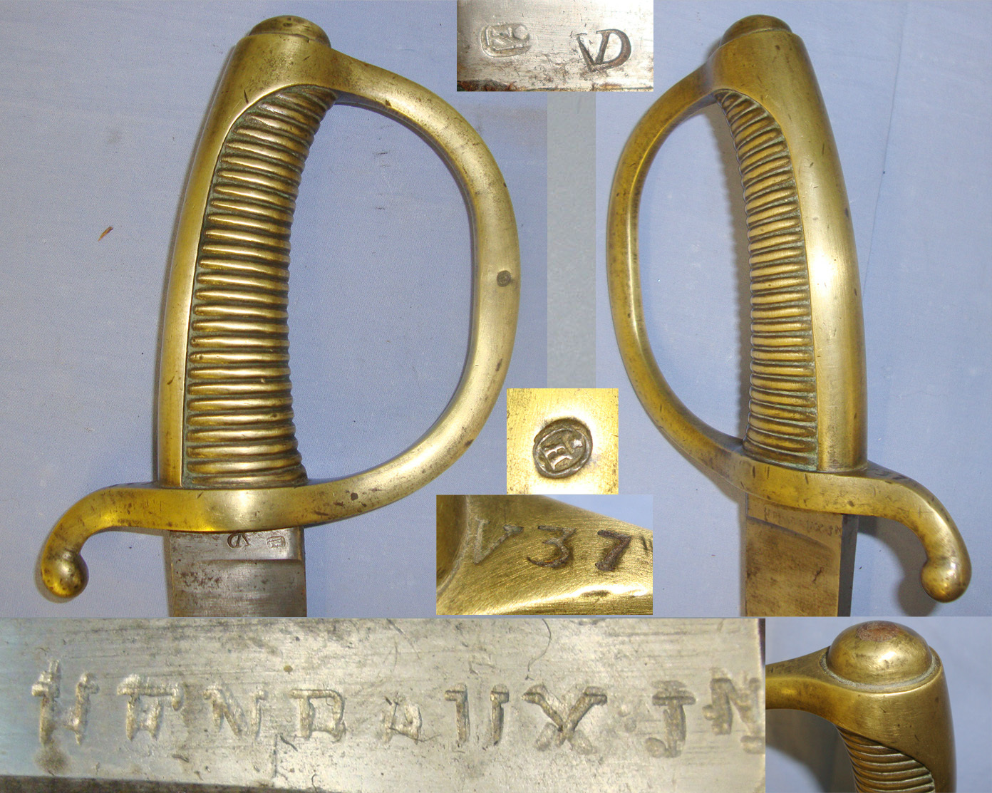 Early 19th Century French Brass Handled Infantry Briquet Short Sword Sidearm Hanger & Scabbard. Sn 20744 Sword