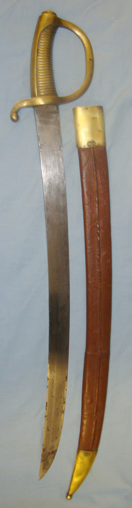  Early 19th Century French Brass Handled Infantry Briquet Short Sword Sidearm Hanger & Scabbard. Sn 20744 Sword