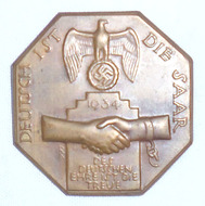 German NSDAP (NAZI PARTY) 1934 Deutsch 1st Die Saar Badge/Tinnie. N 166. German NSDAP (NAZI PARTY) 1934 Deutsch 1st Die Saar Badge/Tinnie. N 166. Antique & Militaria