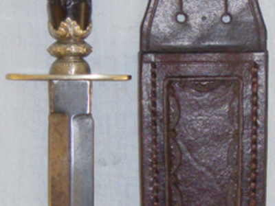 A Victorian Stiletto/Spear point Bowie Knife and Leather Sheath. ED 2635. Dagger