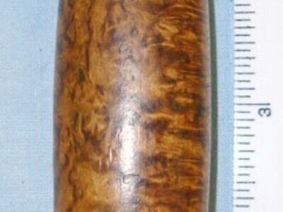 C1870’s Johan Engström Eskilstuna Sweden Curly Birch Barrel Knife With Concealed Folding Steel Blade. Sn 15908:4. Hunting Knive