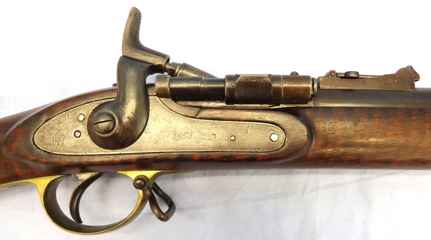 Victorian, British WD Contract, 1863 Dated, .577 Calibre 2 Band, 5 groove Obsolete Caliber Snider Enfield Sergeants Short Rifle. Sn 23484:26 Victorian, British WD Contract, 1863 Dated, .577 Calibre 2 Band, 5 groove Obsolete Caliber Snider Enfield Sergeants Short Rifle. Sn 23484:26 Bolt Action Obsolete Rifle 
