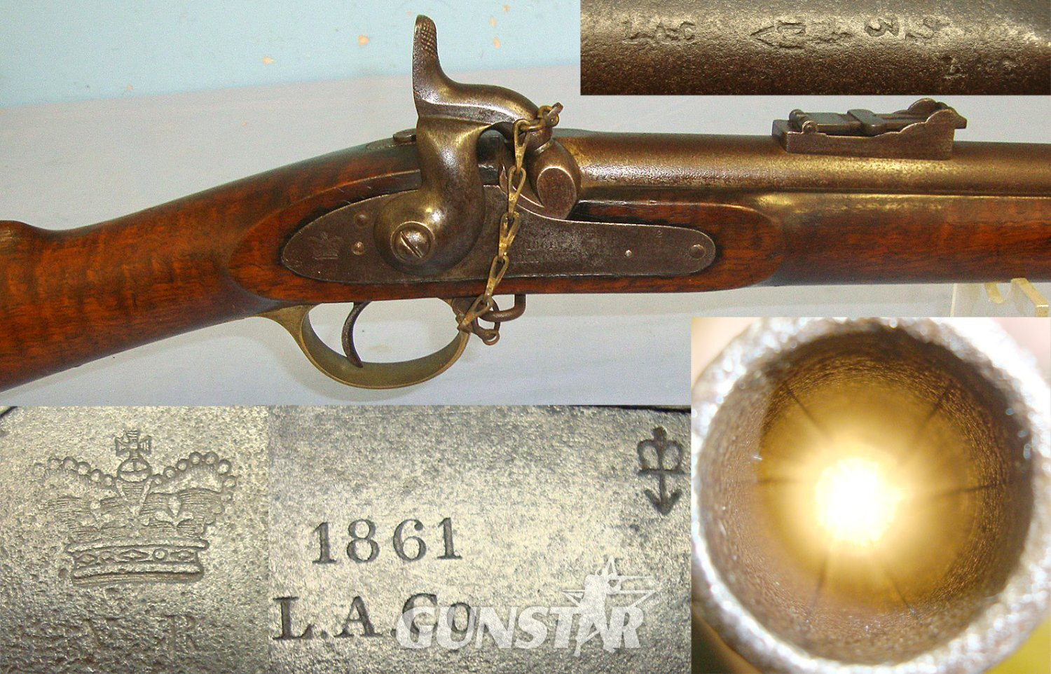 1861 British London Armoury Company (LAC Co) Rifle Volunteer Corps Enfield 1853 Pattern, .577 Regulation Calibre 3 Band Muzzle Loading Percussion Prize Rifle With Silver Plaque  Engraved To Private Ancrum C.B.R.V.C. Company Prize Presented 1861 Single Shot .577 Rifle