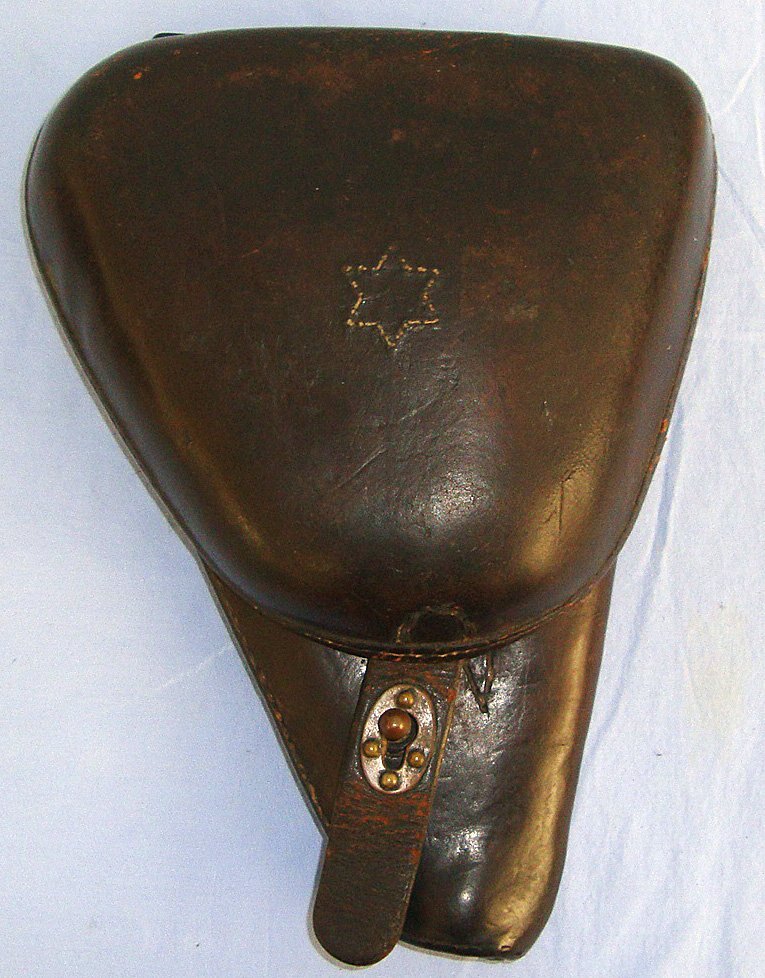 WW2 Era Japanese Nambu Type 14 Semi Automatic Pistol Leather Clam Shell Pistol Holster. Sn 23660 Nambu holster Care & Storage in 