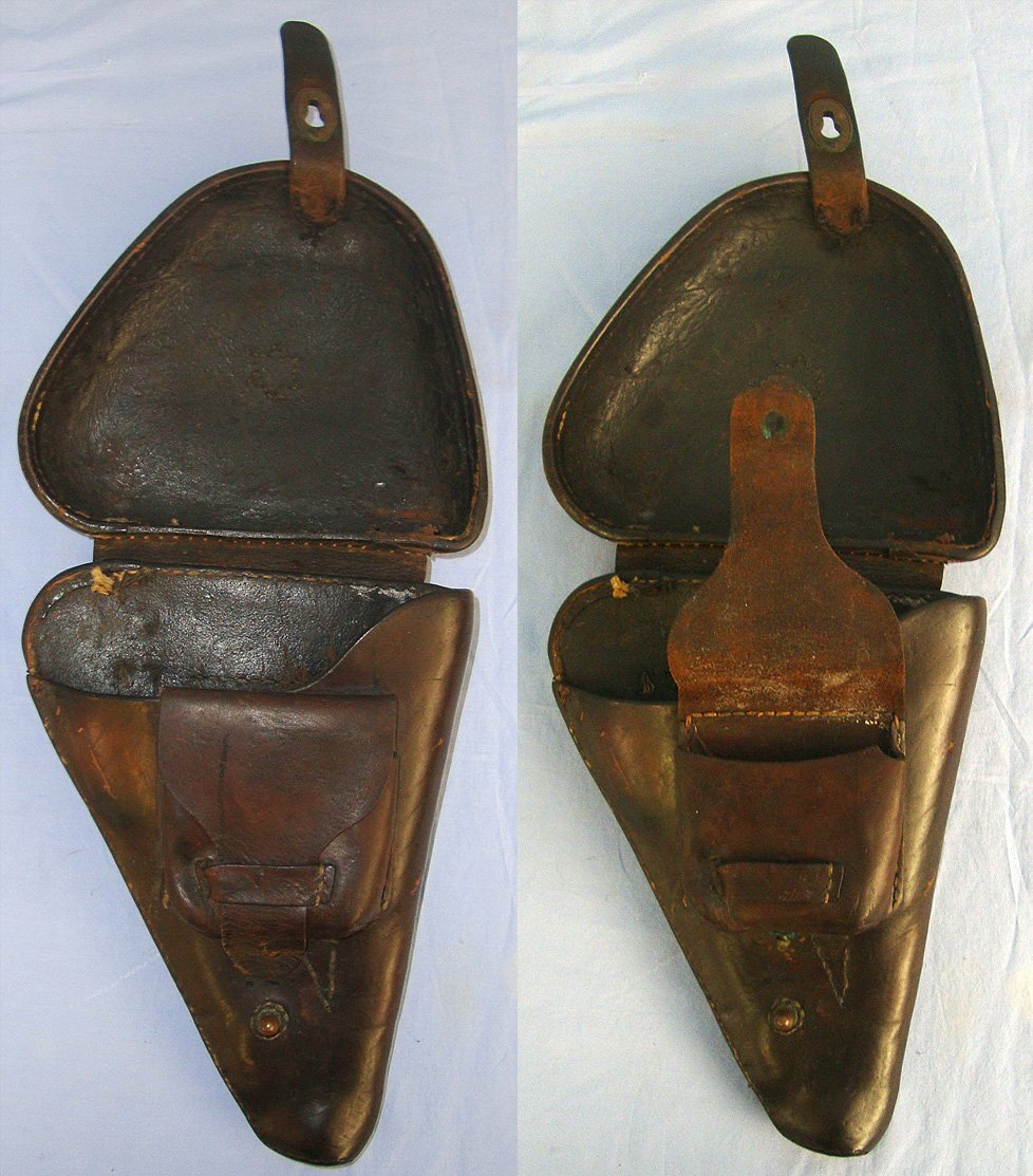 WW2 Era Japanese Nambu Type 14 Semi Automatic Pistol Leather Clam Shell Pistol Holster. Sn 23660 Nambu holster Care & Storage