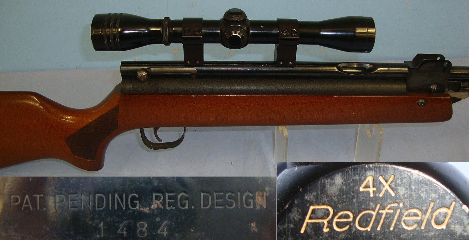 1980’s British Sterling Armaments Company HR 81 .22 Calibre Bolt Action Loading Underlever Air Rifle With Redfield 4X Telescopic Sight. Sn 23500 air rifle .22