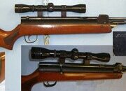 1980’s British Sterling Armaments Company HR 81 .22 Calibre Bolt Action Loading Underlever Air Rifle With Redfield 4X Telescopic Sight. Sn 23500 air rifle .22