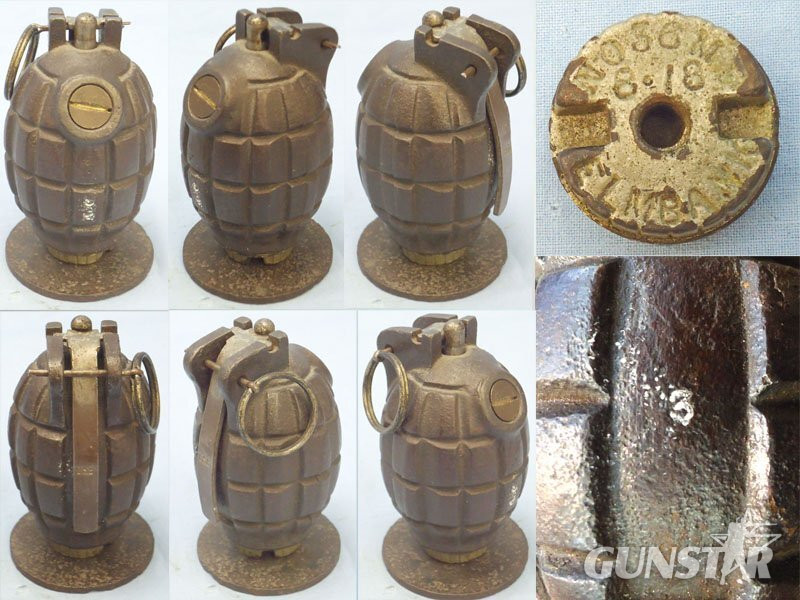 INERT DEACTIVATED. WW1 1918 Dated Mills No.36M MK1, Hand Grenade With Grenade Launching Adaptor Plate by Elmbank Foundry, Glasgow. Sn - 21517 INERT DEACTIVATED. WW1 1918 Dated Mills No.36M MK1, Hand Grenade With Grenade Launching Adaptor Plate by Elmbank Foundry, Glasgow. Sn - 21517  Other Ammunition in 