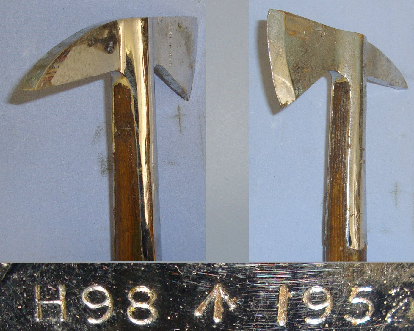 1952 British WD Military Fireman’s Axe Numbered H98 With Chrome Plated Steel Axe Head. Sn 21781 Other Blade