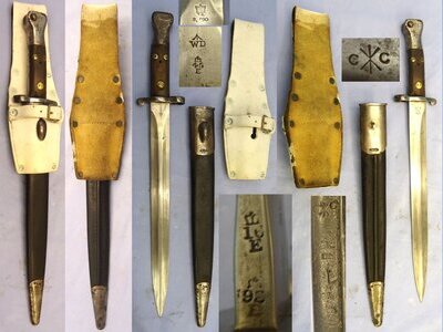 RARE** 1890 Dated Boer War Era British WD 3 Rivet, 1st Type, 1st Pattern, P.1888 Lee Metford Bayonet, Scabbard & Leather Frog. Sn 23769 Bayonet