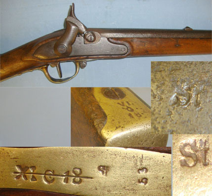  Italian Piemontese Type Large 17mm Calibre Muzzle Loading Percussion Cavalry Car 17mm Calibre Muzzle Loading Percussion Cavalry Carbine With Regiment Marks ‘St’  Muzzleloader None Rifle
