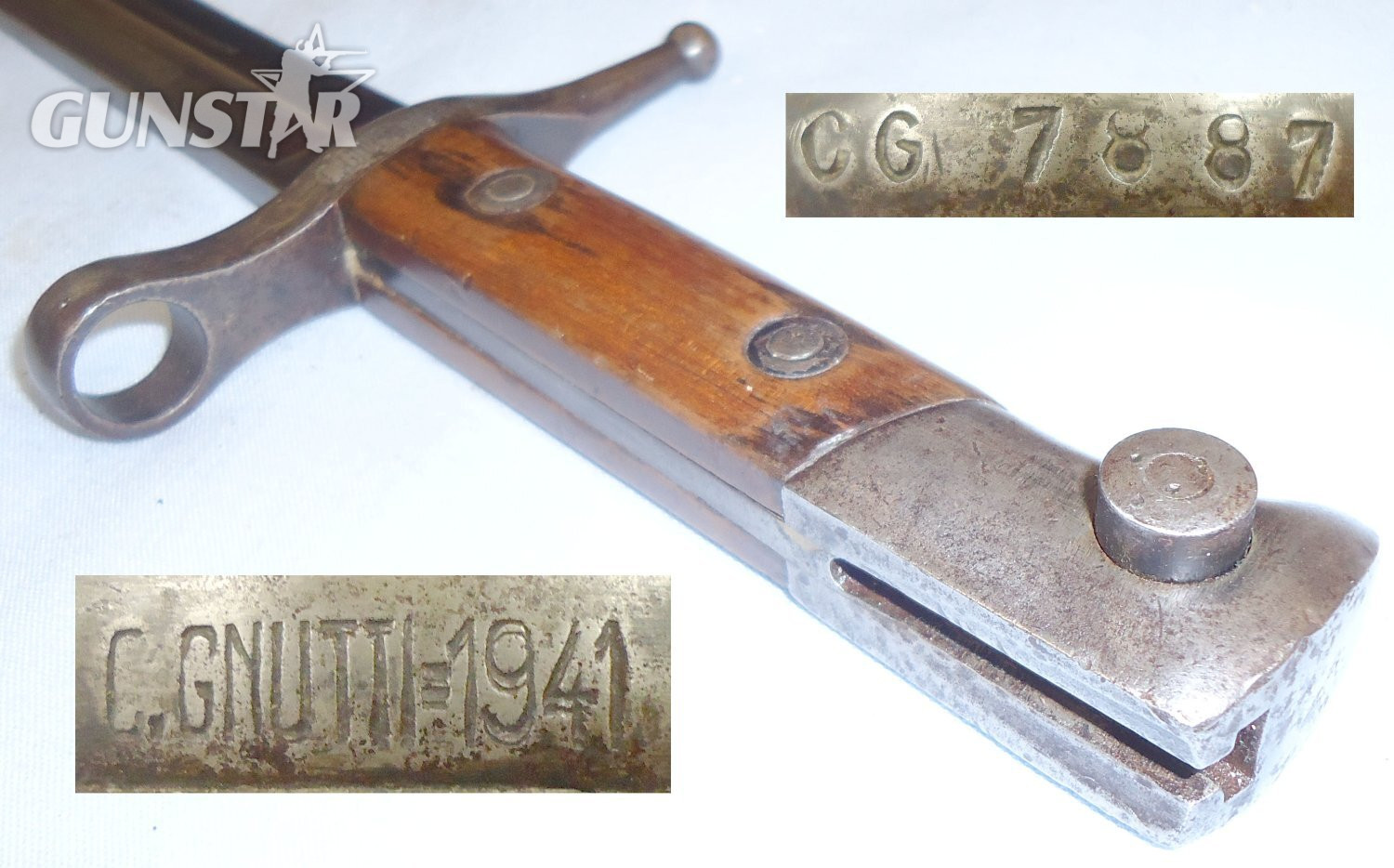 WWII Dated Italian M1891 Carcano Bayonet and Leather Scabbard. BAYO 468. Bayonet