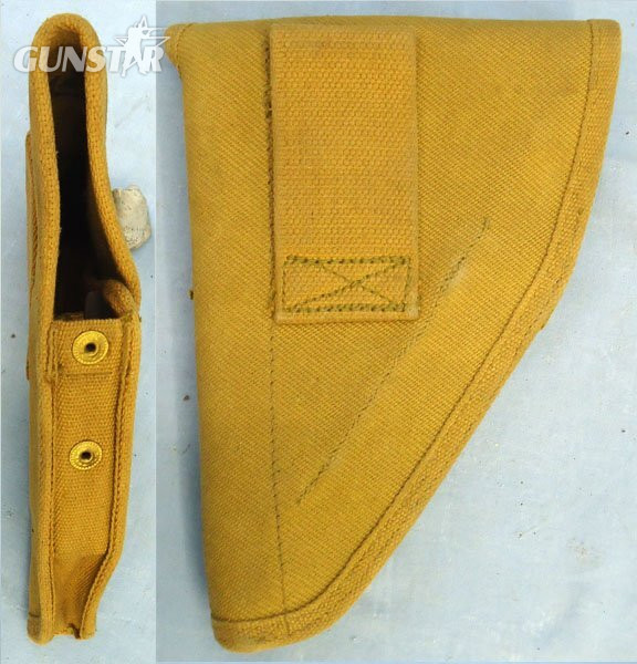Canadian, 1944 Dated, Pattern 37 Webbing Holster for the 9mm Hi Power Semi Automatic Service Pistol. MISC 2009  Canadian, 1944 Dated, Pattern 37 Webbing Holster for the 9mm Hi Power Semi Automatic Service Pistol. MISC 2009 Care & Storage