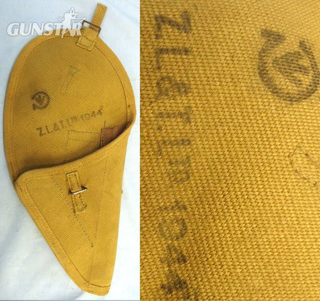  Canadian, 1944 Dated, Pattern 37 Webbing Holster for the 9mm Hi Power Semi Automatic Service Pistol. MISC 2009  Canadian, 1944 Dated, Pattern 37 Webbing Holster for the 9mm Hi Power Semi Automatic Service Pistol. MISC 2009 Care & Storage