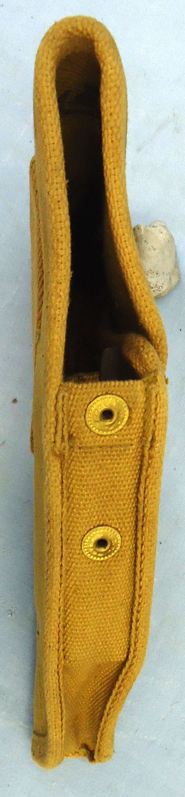 Canadian, 1944 Dated, Pattern 37 Webbing Holster for the 9mm Hi Power Semi Automatic Service Pistol. MISC 2009  Canadian, 1944 Dated, Pattern 37 Webbing Holster for the 9mm Hi Power Semi Automatic Service Pistol. MISC 2009 Care & Storage 