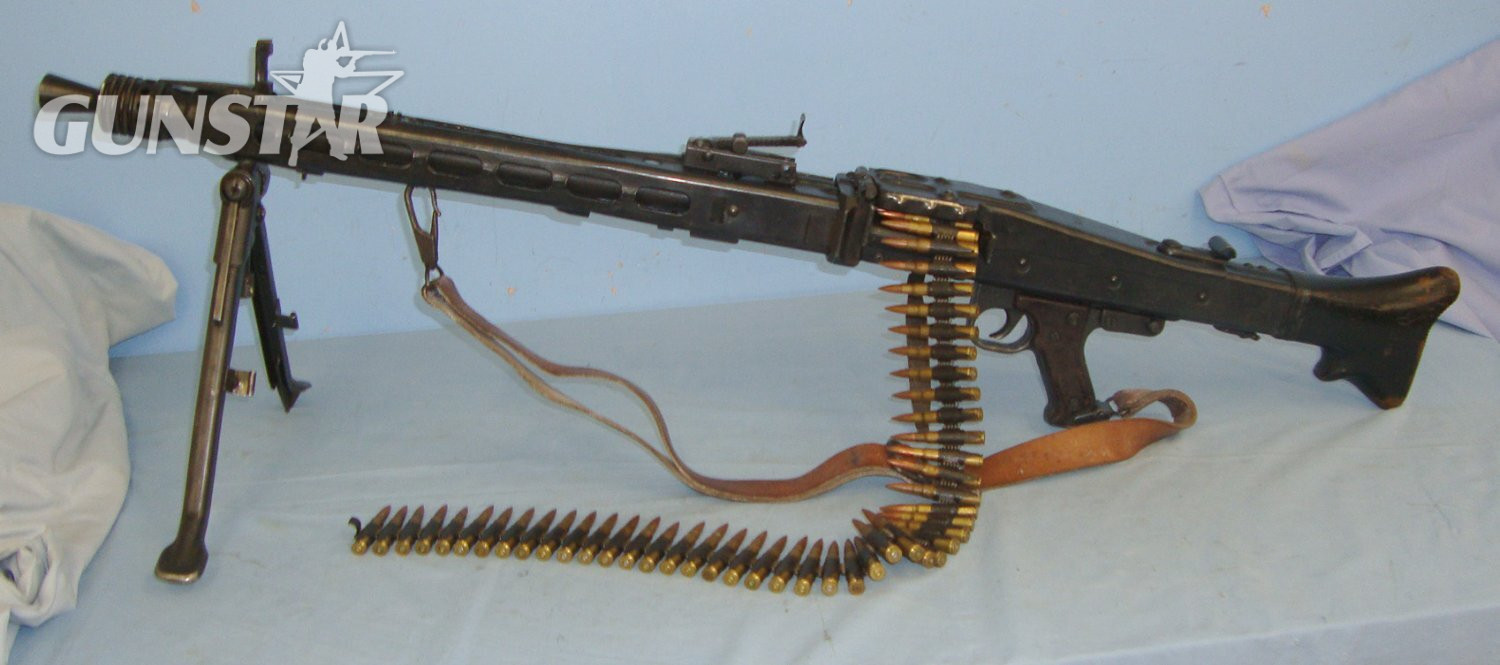  RARE**WW2 Nazi German Maschinengewehr MG 42, 7.92mm Machine Gun By 'swd’ (Berlin Lübecker Maschinenfabriken) With 1943 Dated ‘kur’ (Steyr-Daimler Puch AG, Werk Graz) Bi-Pod, Sling, Partial Ammo Belt & Inert Rounds*COCKS & DRY FIRES*2022 DEA CTIVATI MG42 None  Machine Gun
