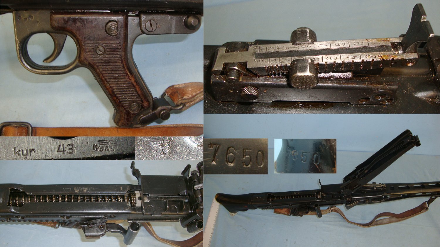 RARE**WW2 Nazi German Maschinengewehr MG 42, 7.92mm Machine Gun By 'swd’ (Berlin Lübecker Maschinenfabriken) With 1943 Dated ‘kur’ (Steyr-Daimler Puch AG, Werk Graz) Bi-Pod, Sling, Partial Ammo Belt & Inert Rounds*COCKS & DRY FIRES*2022 DEA CTIVATI None Machine Gun